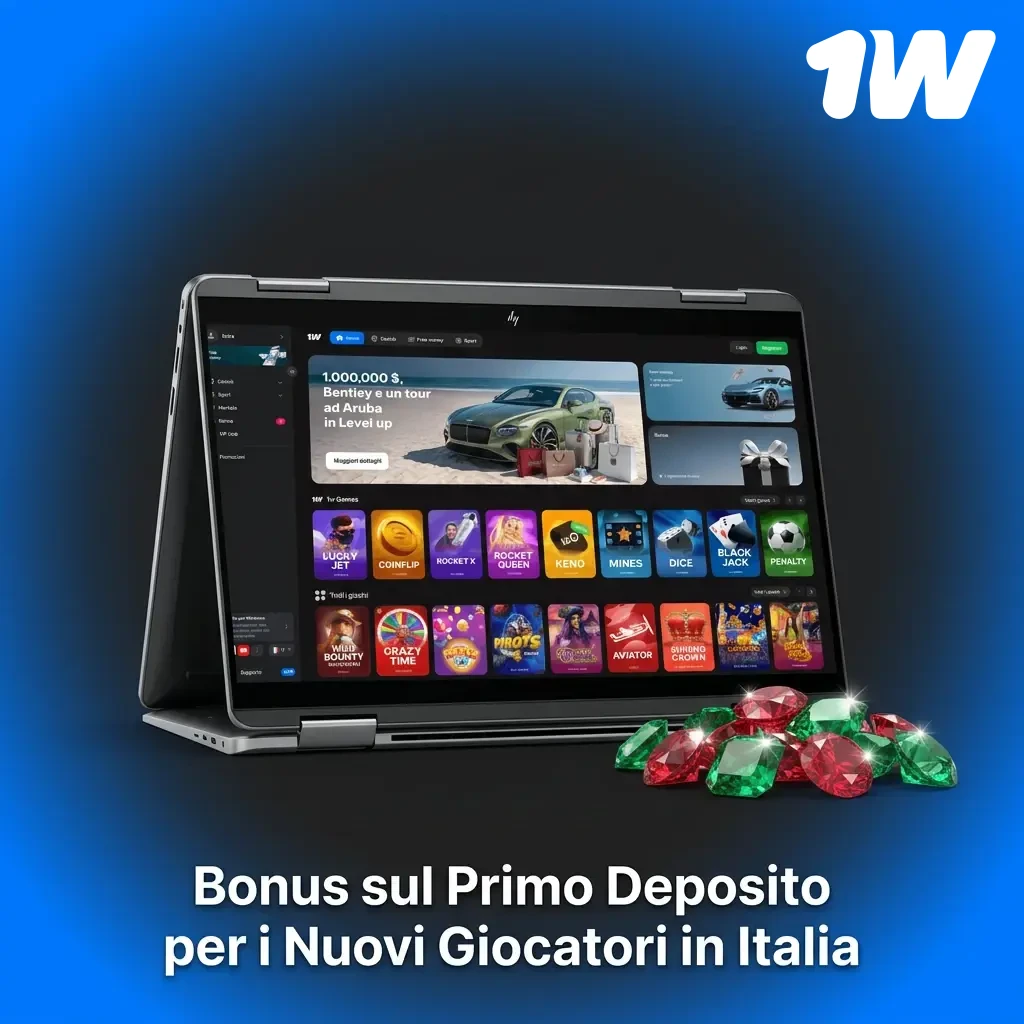 Bonus benvenuto 130% primo deposito su 1w Italia: fino a 500 USDT per casino e scommesse sportive