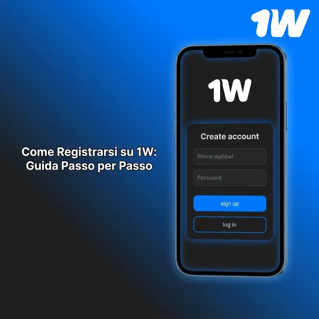 Guida passo per passo per registrarsi su 1w e ottenere il bonus di benvenuto del 130%.