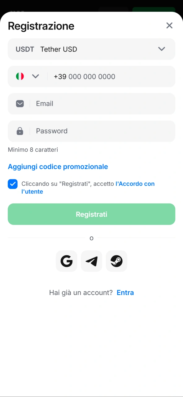 Scopri quanto è semplice completare il modulo di registrazione all'interno dell'app di 1w.