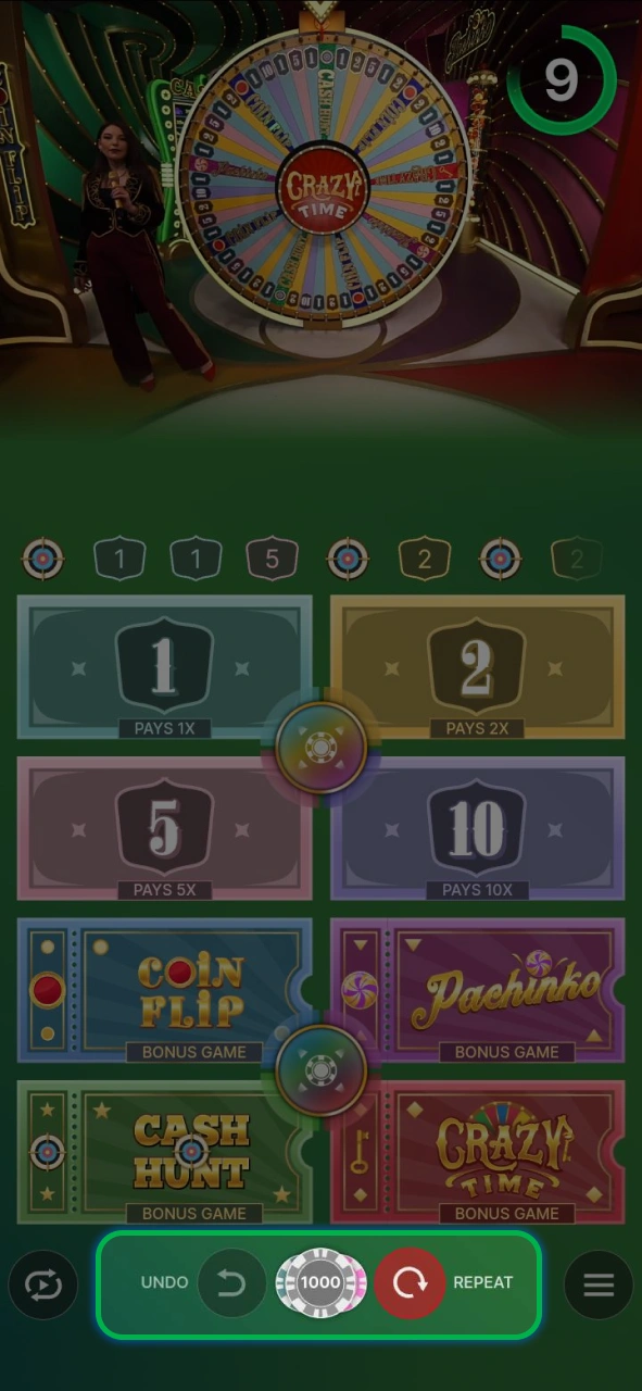 Piazza le tue puntate in tempo reale sfidando il banco nel casinò dal vivo di 1w.