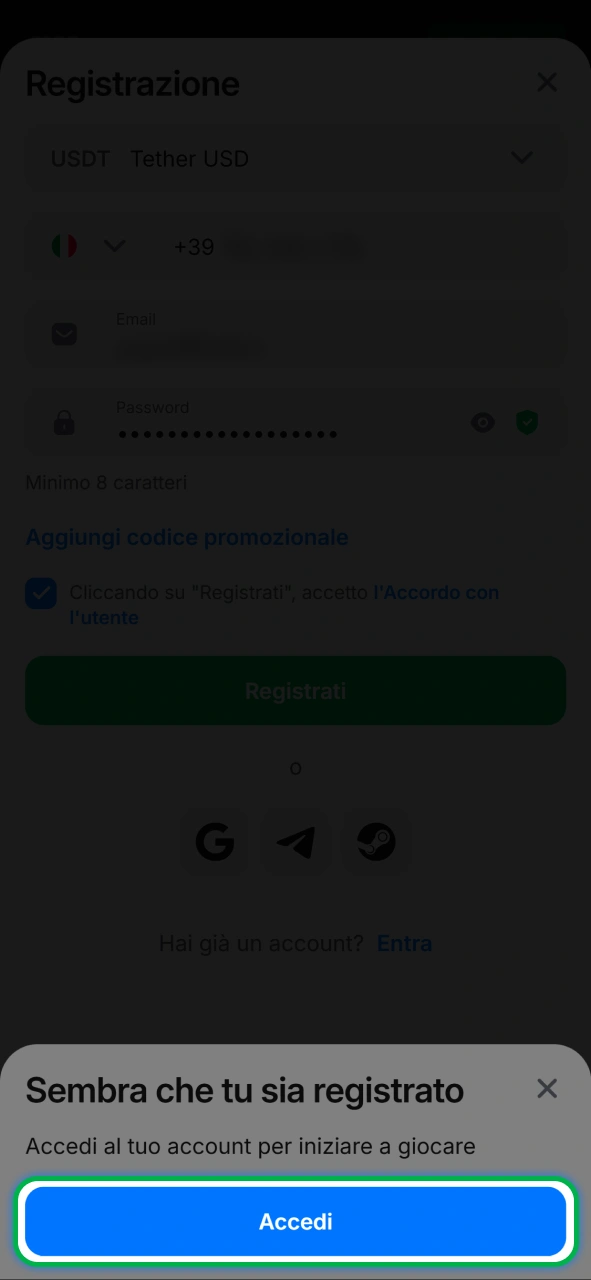 Accedi al tuo profilo e utilizza il codice promozionale per ricevere vantaggi su 1w.