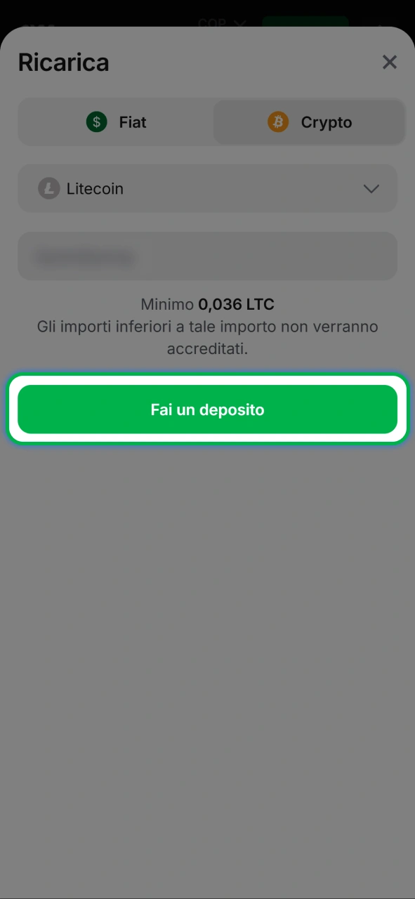 Conferma l'attivazione del deposito per ricevere il bonus.