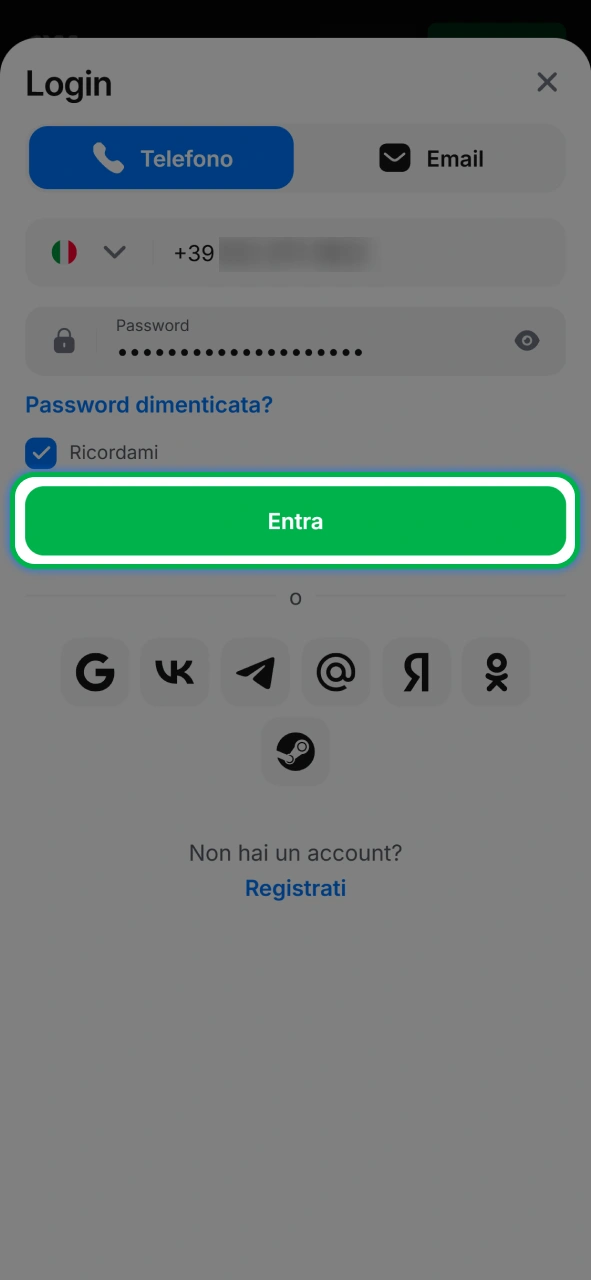 Inserisci le tue credenziali utente e accedi subito al portale di gioco 1w.
