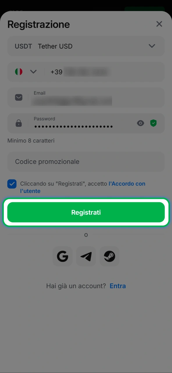 Registra il tuo account 1w per ricaricare il tuo saldo di gioco.