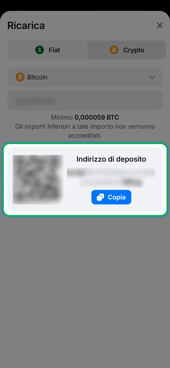 Conferma la tua operazione di deposito per accreditare istantaneamente i fondi su 1w.