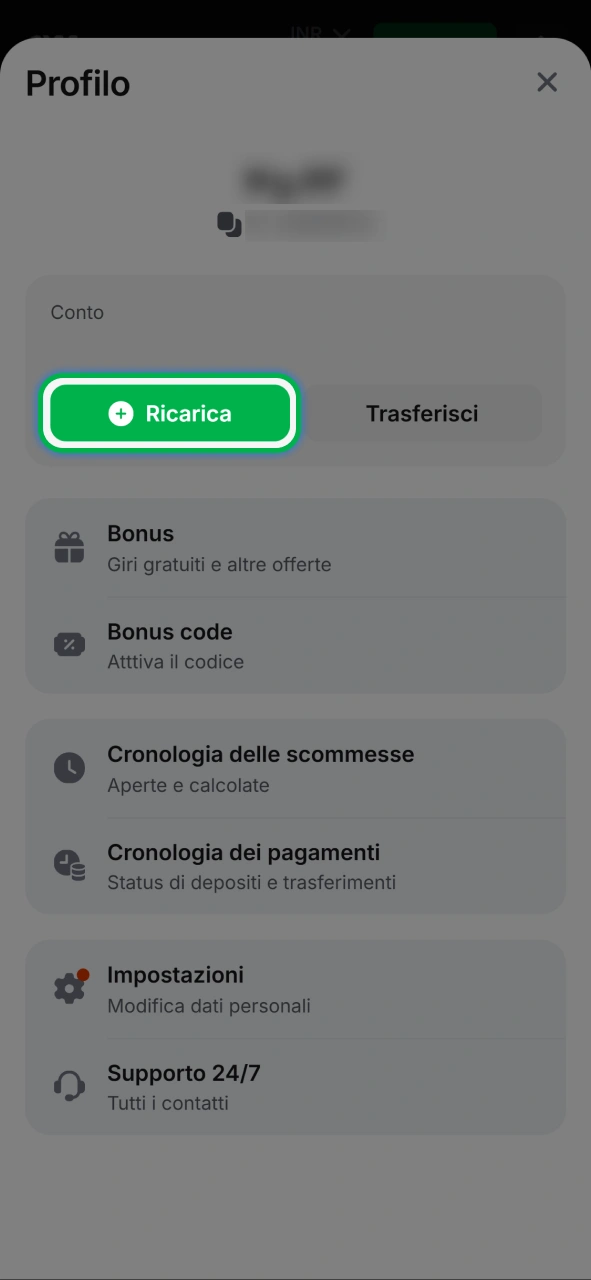 Recati nella sezione cassa di 1w per gestire tutte le tue operazioni finanziarie.