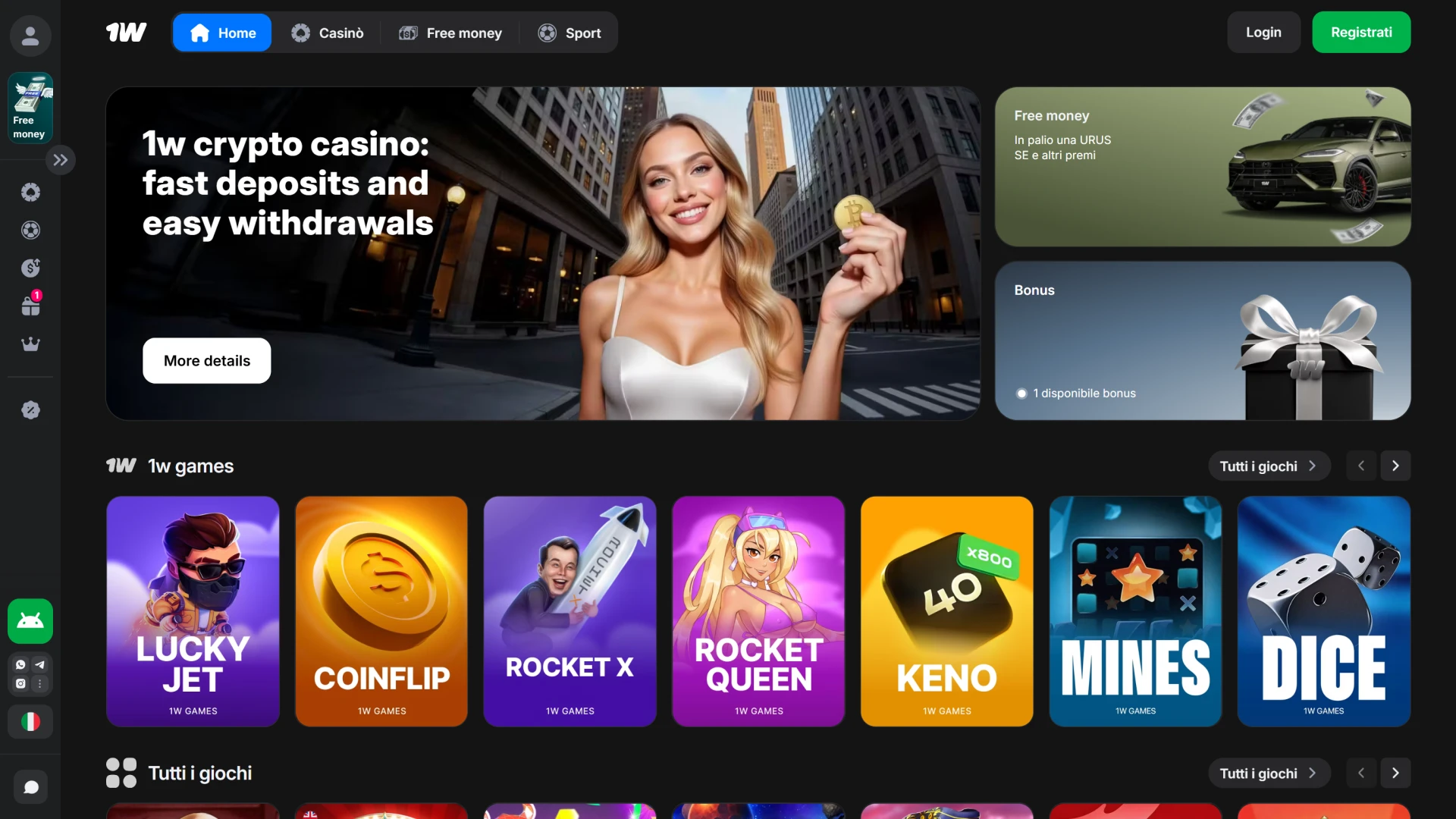 Esplora tutte le funzionalità navigando nella schermata principale del sito 1w.