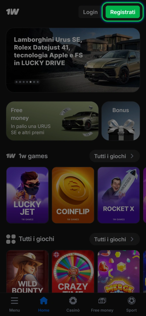 Clicca sul pulsante di registrazione per unirti oggi stesso alla community di 1w.